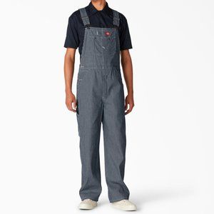 Dickies White and Dark Blue Denim Striped Overalls